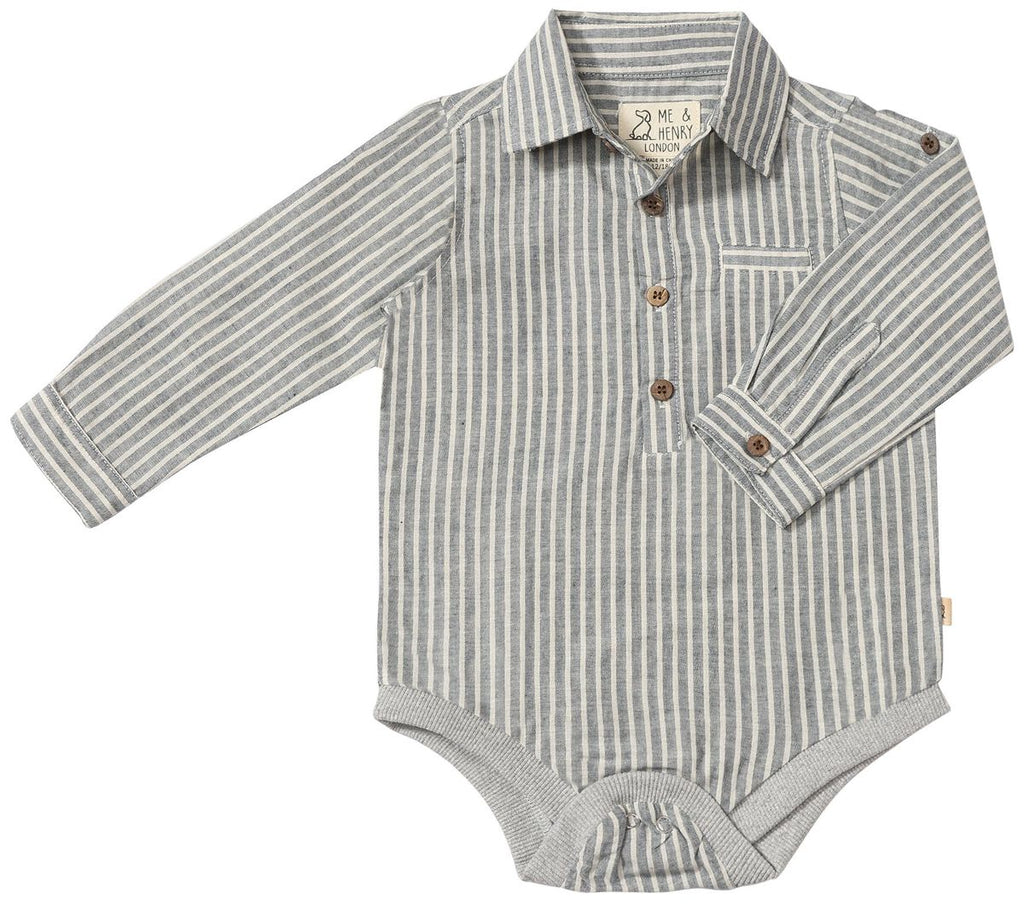 JASPER Woven Onesie - Navy/Cream Stripe