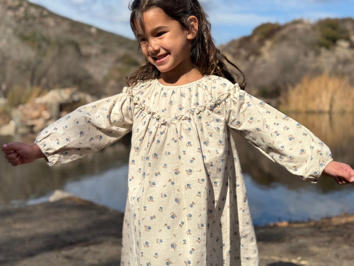 June Dress - Oatmeal Floral