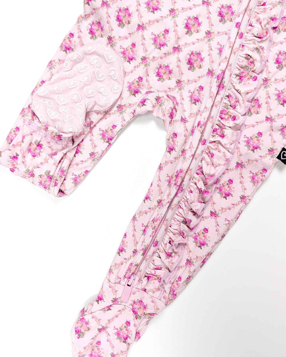 Caroline Ruffled Zippered Footie/Convertible