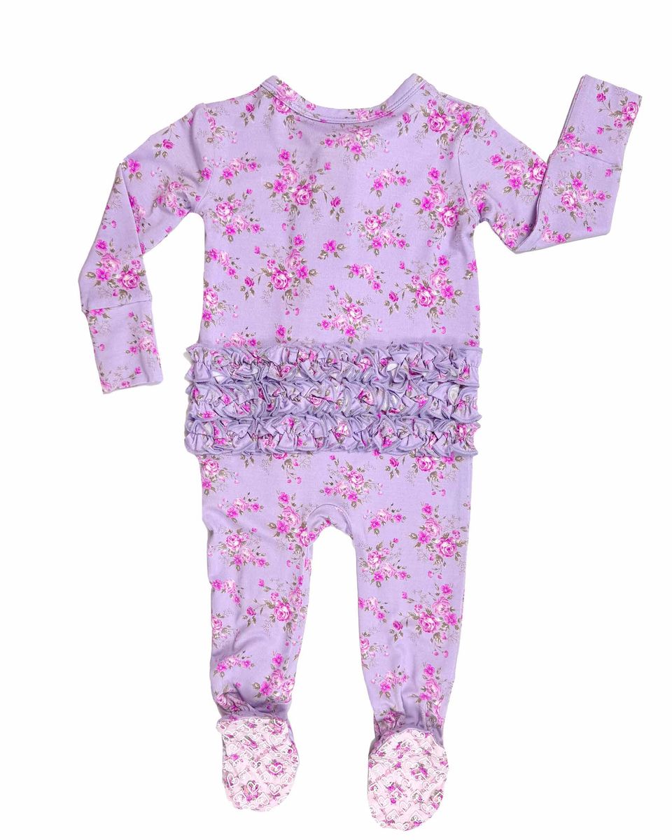 Sylvie Ruffled Zippered Footie