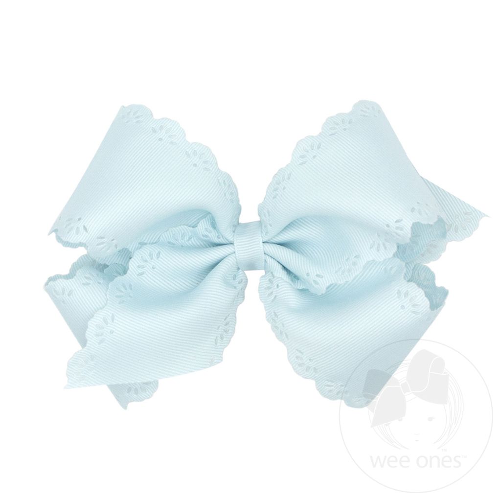 Small King Grosgrain Bow with Eyelet Flower Embossed Edges