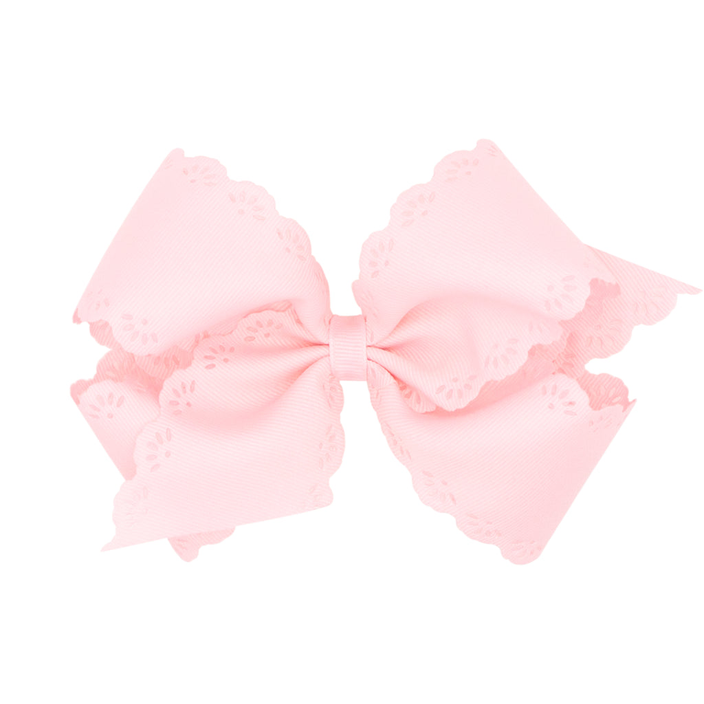 Small King Grosgrain Bow with Eyelet Flower Embossed Edges