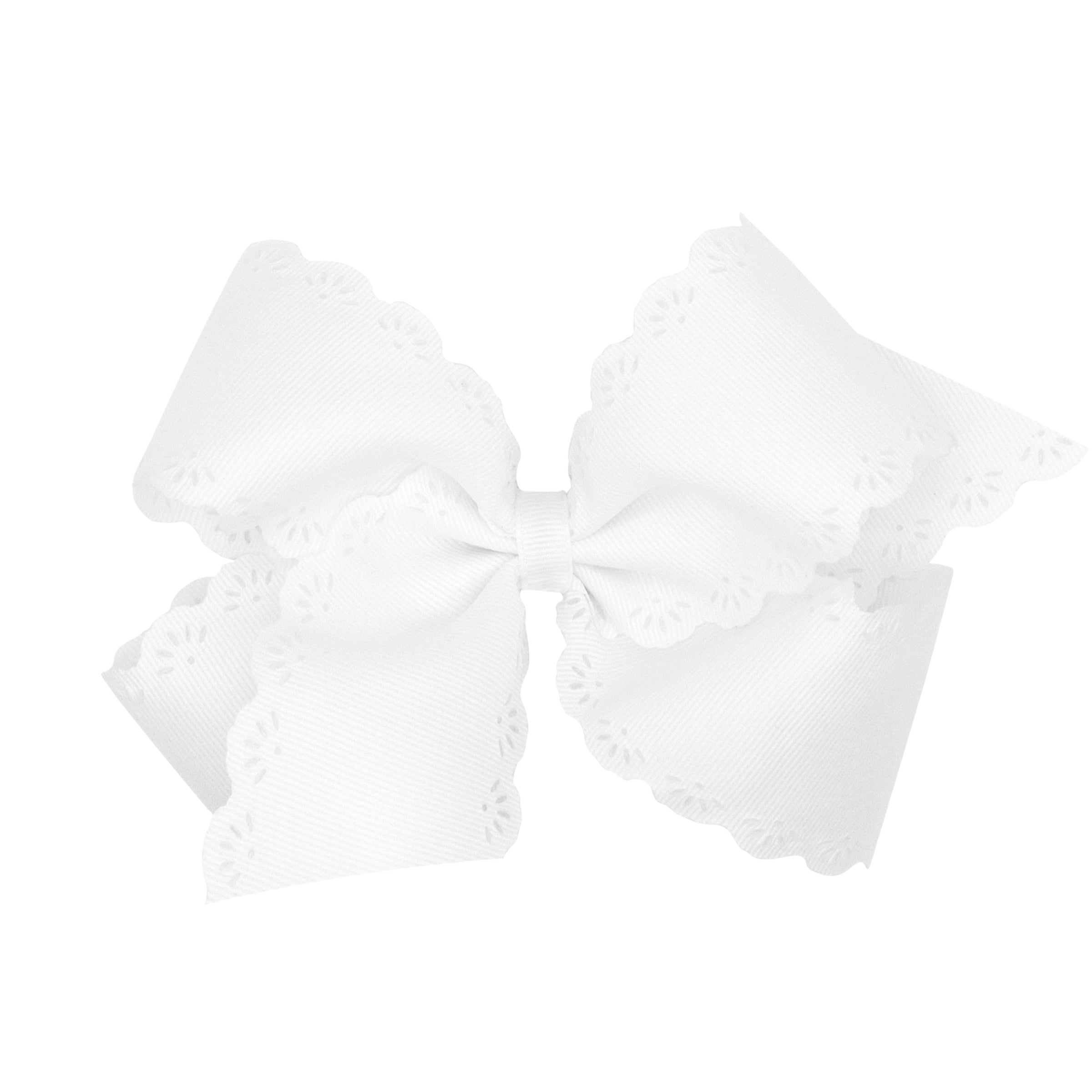 Small King Grosgrain Bow with Eyelet Flower Embossed Edges