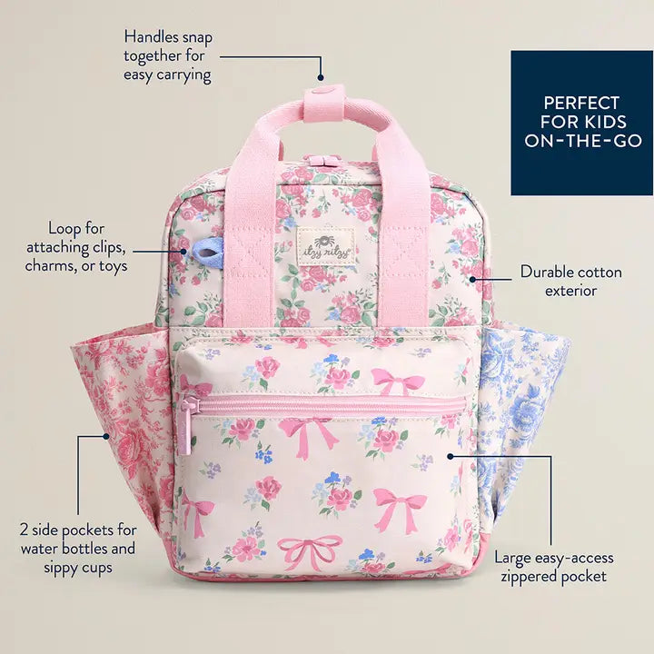 Itzy Bitzy Backpack (Ribbons + Roses)