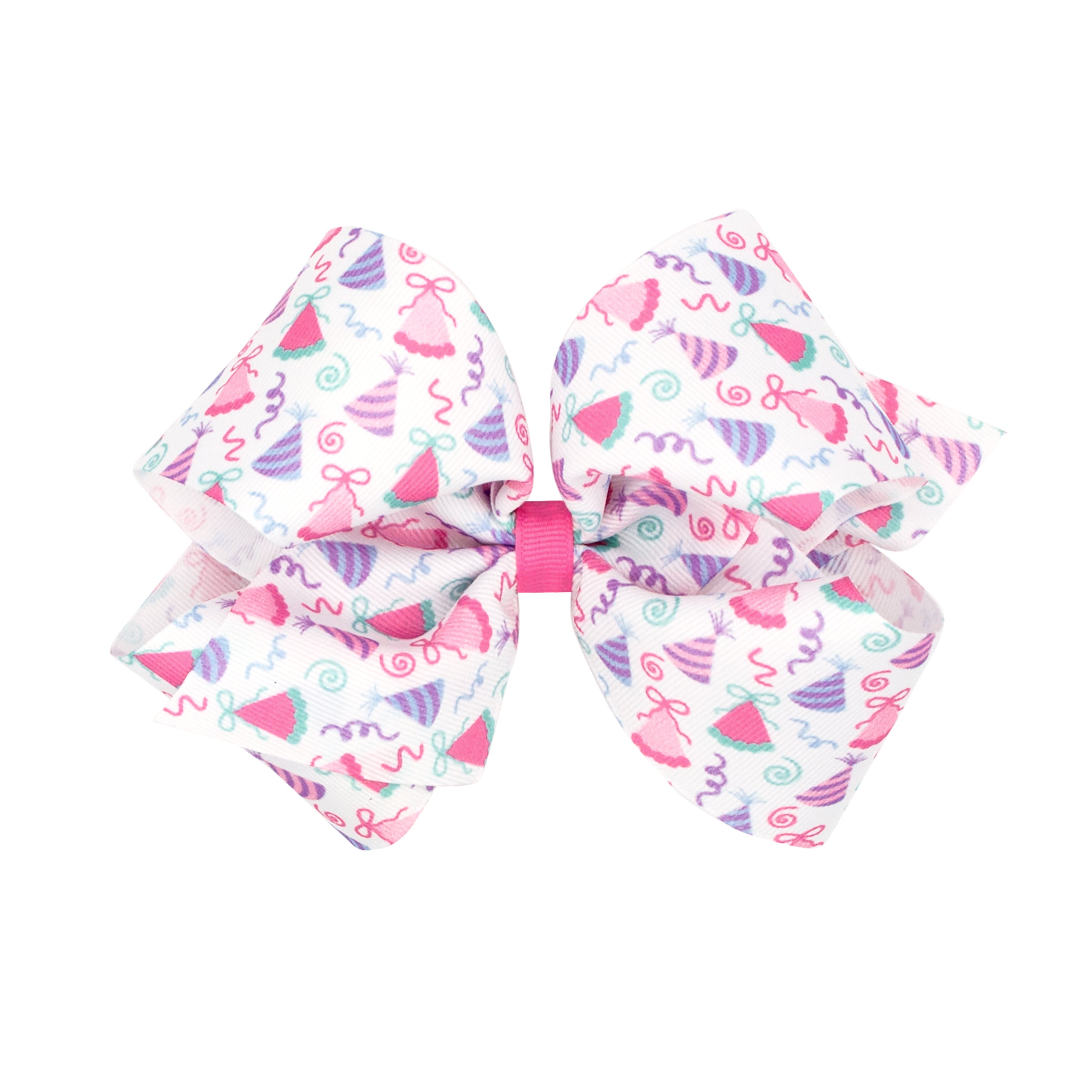 King Birthday Hat Print Grosgrain Hair Bow