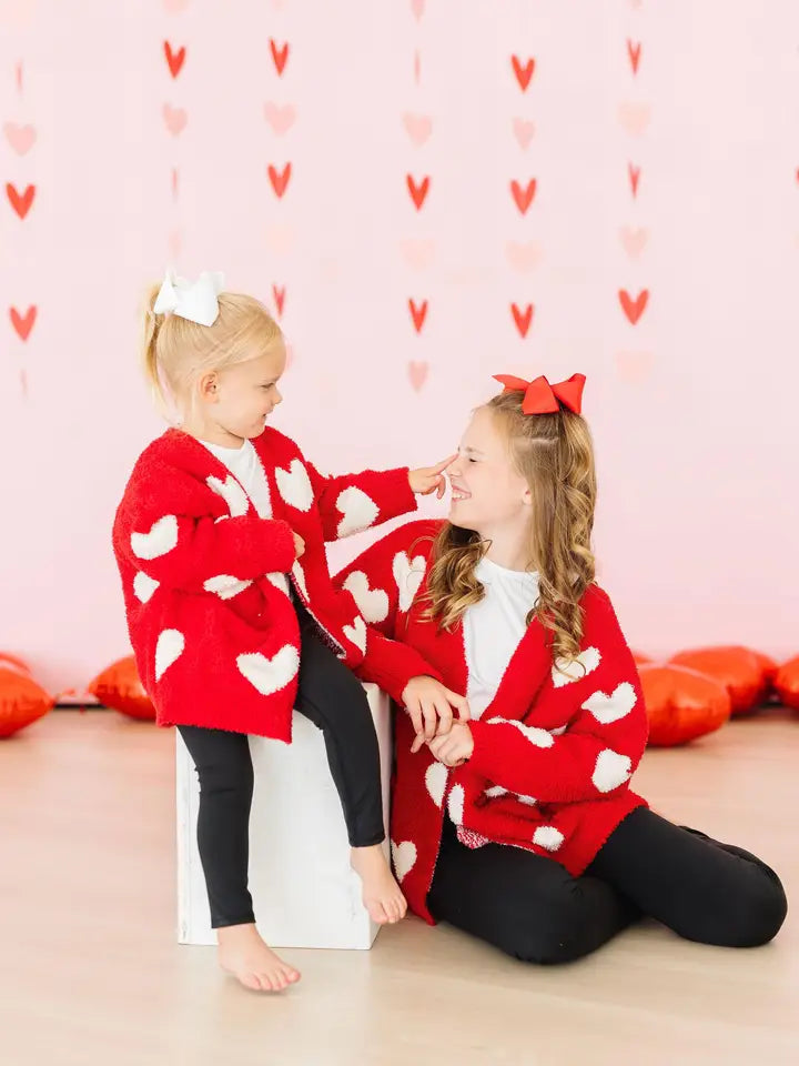 Red/Coconut Heart Cozy Cardigan
