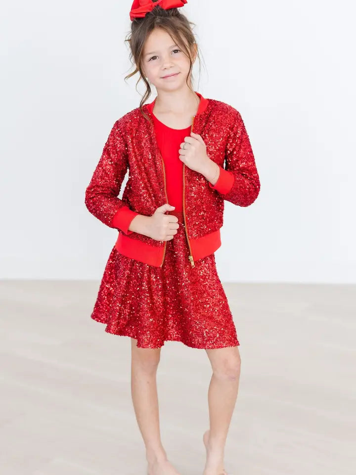 Red Sequin Twirl Skort