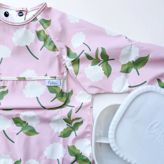 The Grayson Long Sleeve Bib - Hydrangeas