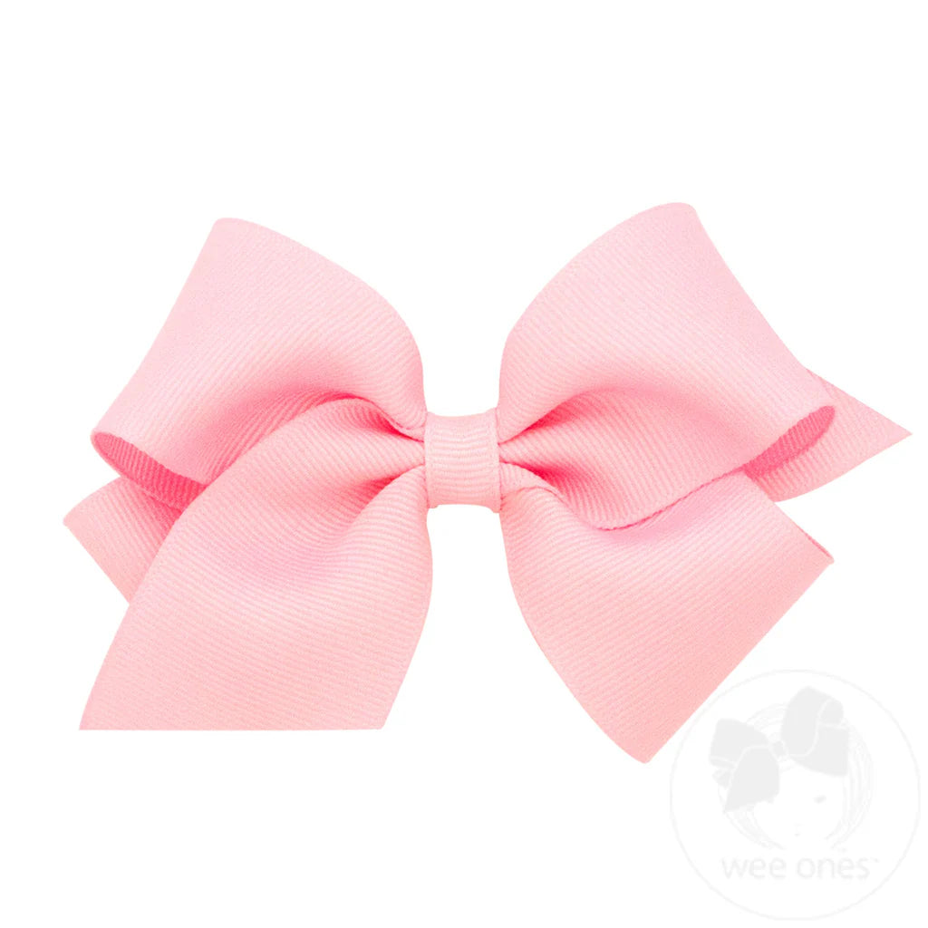 Small Classic Grosgrain Hair Bow (Plain Wrap) LT PINK