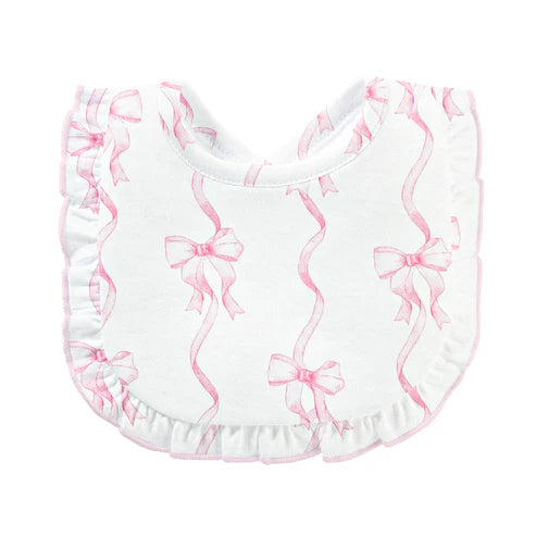 Coquette Bows Printed Bib with Ruffles