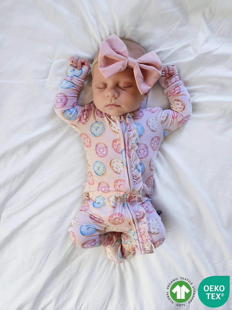 Donuts Ruffled Zippered Footie