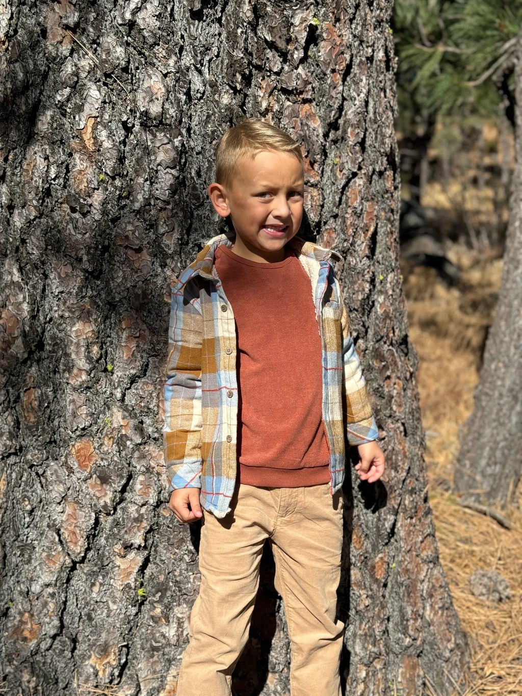 ADVENTURER Beige/Brown Plaid Sherpa Lined Shirt