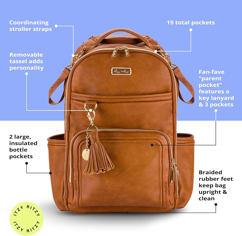 Boss Plus™ Large Diaper Bag Backpack ( Cognac )