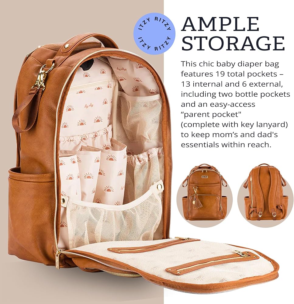 Boss Plus™ Large Diaper Bag Backpack ( Cognac )