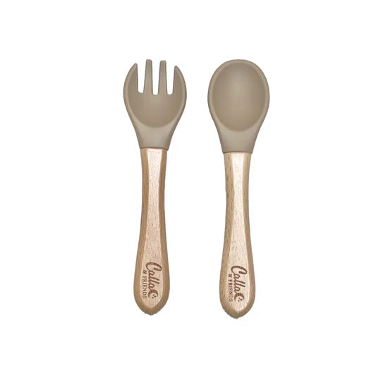 Silicone & Beechwood Toddler Utensil Set