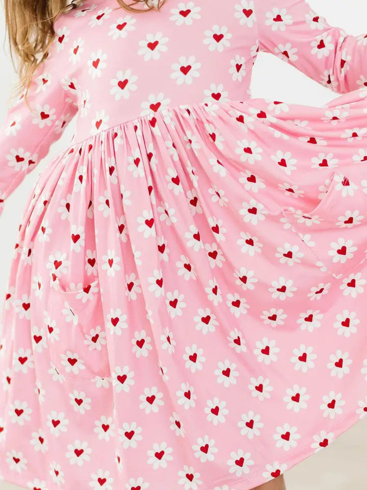 Daisy Delight 3/4 Sleeve Pocket Twirl Dress