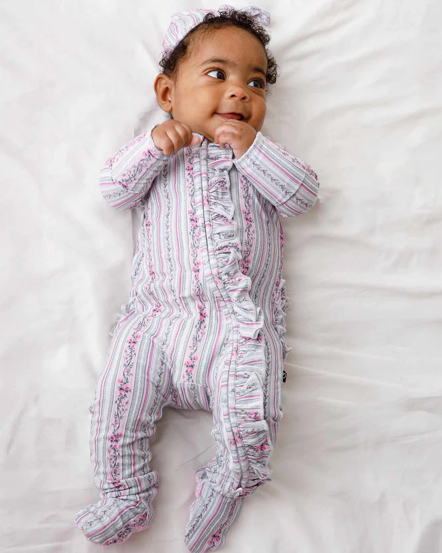 Josephine Ruffled Zippered Footie