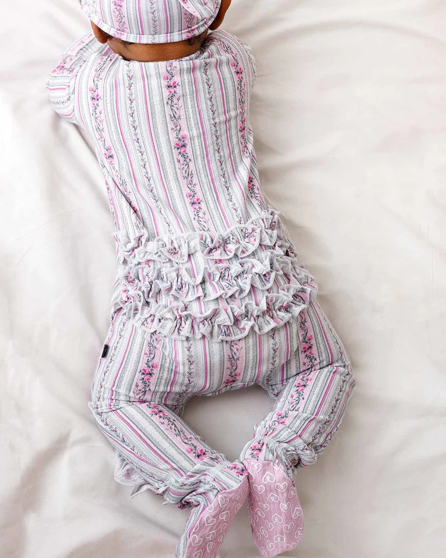 Josephine Ruffled Zippered Footie